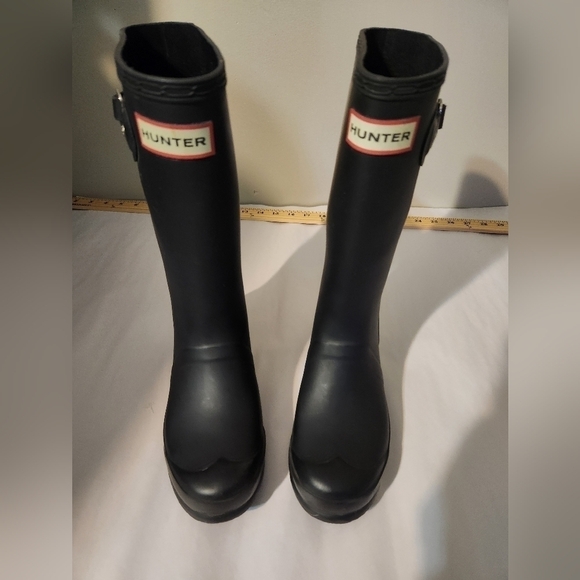 Hunter Original Tall Rain Boots/Wellies Youth Black Matte Unisex 3/B 4/G - Picture 1 of 11